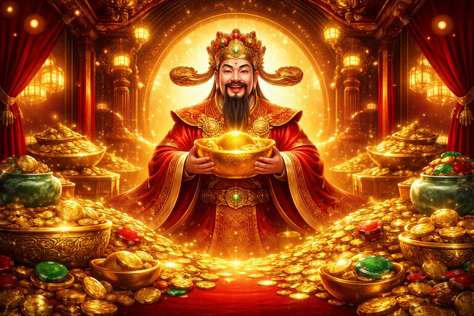Hình ảnh jackpot lũy tiến với số tiền lớn và người chơi vui mừng